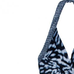 Pre Owned Just Cavalli Abstract Print Halterneck Evening Gown S