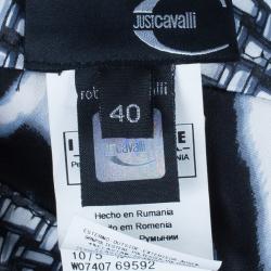 Pre Owned Just Cavalli Abstract Print Halterneck Evening Gown S