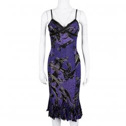 Pre Owned Just Cavalli Multicolor Printed Ruffle Bottom Bodycon Dress S