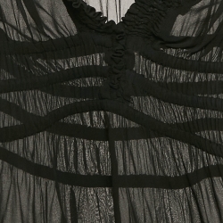 Pre Owned Just Cavalli Black Silk Smocked V-Neck Top M