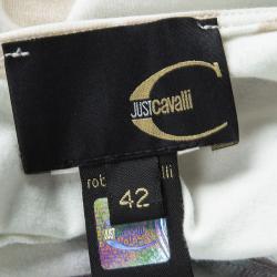 Pre Owned فستان جست كافالي ألوان مائية موردة مطبوعة بكشكشة مزينة رقبة حرف V مقاس M