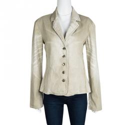 Pre Owned Just Cavalli Beige Washed Denim Button Front Jacket M