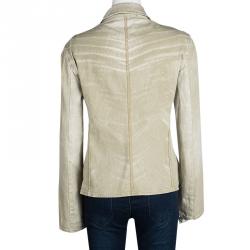 Pre Owned Just Cavalli Beige Washed Denim Button Front Jacket M