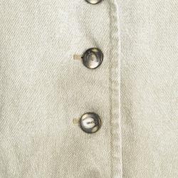 Pre Owned Just Cavalli Beige Washed Denim Button Front Jacket M