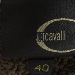 Pre Owned Just Cavalli Brown Crochet Ruffle Bottom Sleeveless Dress S