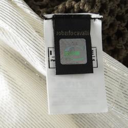 Pre Owned Just Cavalli Brown Crochet Ruffle Bottom Sleeveless Dress S