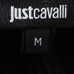 Pre Owned Just Cavalli Burgundy Contrast Lace Neck Trim Detail Cap Sleeve Dress M