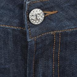 Pre Owned Just Cavalli Indigo Dark Wash Faded Effect Denim Straight Fit Jeans M