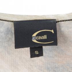 Pre Owned Just Cavalli Animal Print Tie Detail Gathered Sleeve Top S