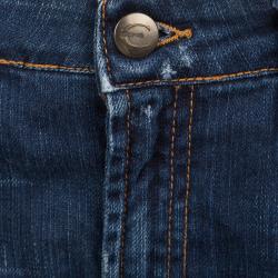 Pre Owned Just Cavalli Indigo Dark Wash Denim Embellished Pocket Detail Straight Fit Jeans M