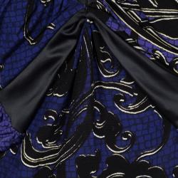 Pre Owned Just Cavalli Purple and Black Knit Ruched Sleeveless Crop Top S