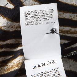 Pre Owned Just Cavalli Animal Print Tie Up Front Long Sleeve Silk Tunic M