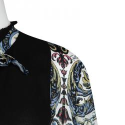 Pre Owned Just Cavalli Multicolour Printed Silk Neck Tie Detail Long Sleeve Blouse M