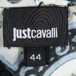 Pre Owned Just Cavalli Multicolour Printed Silk Neck Tie Detail Long Sleeve Blouse M