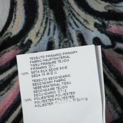 Pre Owned Just Cavalli Multicolour Printed Silk Neck Tie Detail Long Sleeve Blouse M