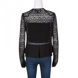 Pre Owned Just Cavalli Black Lace Button Front Peplum Jacket S