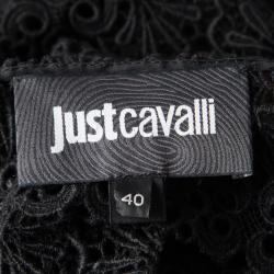 Pre Owned Just Cavalli Black Lace Button Front Peplum Jacket S