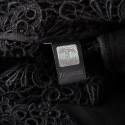 Pre Owned Just Cavalli Black Lace Button Front Peplum Jacket S