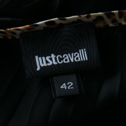 Pre Owned Just Cavalli Black Plisse Crystal Strap Slip Dress M