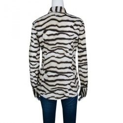 Pre Owned Just Cavalli Multicolor Animal Striped Cotton Long Sleeve Shirt M