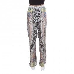 Pre Owned Just Cavalli Multicolor Printed Elasticized Waist High Rise Loose Pants M