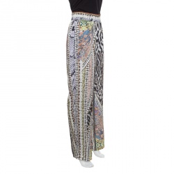 Pre Owned Just Cavalli Multicolor Printed Elasticized Waist High Rise Loose Pants M