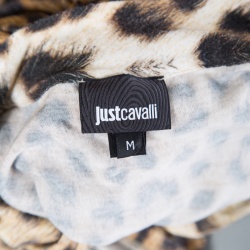 Pre Owned Just Cavalli Leopard Printed Jersey High Low Top M