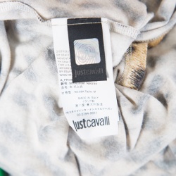 Pre Owned Just Cavalli Leopard Printed Jersey High Low Top M