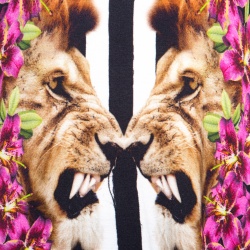 Pre Owned Just Cavalli Floral and Animal Printed Jersey High Low Sleeveless Tunic S