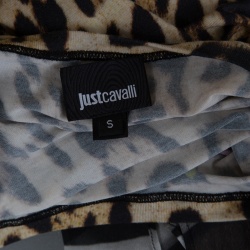 Pre Owned Just Cavalli Floral and Animal Printed Jersey High Low Sleeveless Tunic S