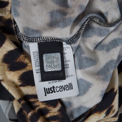 Pre Owned Just Cavalli Floral and Animal Printed Jersey High Low Sleeveless Tunic S