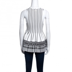 Pre Owned Just Cavalli Monochrome Jacquard Knit Sleeveless Peplum Top S
