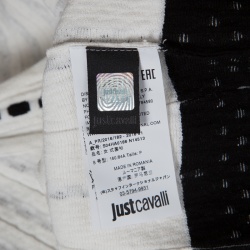 Pre Owned Just Cavalli Monochrome Jacquard Knit Sleeveless Peplum Top S