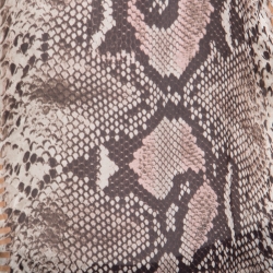 Pre Owned Just Cavalli Snakeskin Printed Sheer Silk Leather Braid Trim Racerback Dress M