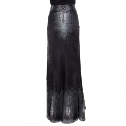 Pre Owned Just Cavalli Metallic Black Printed Satin Maxi Skirt M
