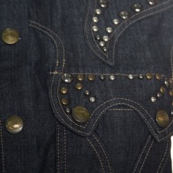Pre Owned Just Cavalli Indigo Dark Wash Studded Denim Shirt S