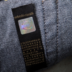 Pre Owned Just Cavalli Indigo Dark Wash Lurex Wings Embroidered Tapered Jeans M