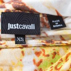 Pre Owned Just Cavalli Yellow Snake Skin Print Layered Cowl Neck Sleeveless Dress XS