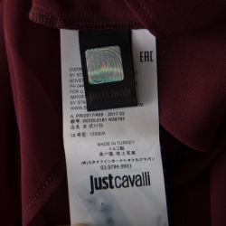 Pre Owned Just Cavalli Burgundy Floral Lace Insert Blouse S