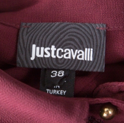 Pre Owned Just Cavalli Burgundy Floral Lace Insert Blouse S