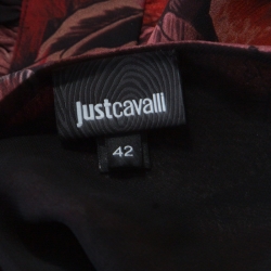 Pre Owned فستان جست كافالي بياقة واسعة نقوش ورد أحمر M