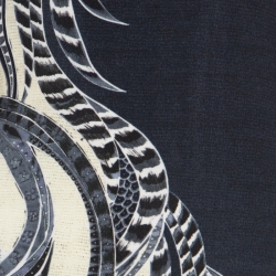 Pre Owned Just Cavalli Navy Blue Feather Printed Jersey Long Sleeve Bodycon Dress M