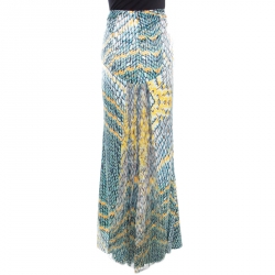 Pre Owned Just Cavalli Multicolor Animal Printed Draped Back Detail Maxi Skirt M