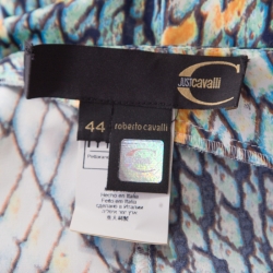 Pre Owned Just Cavalli Multicolor Animal Printed Draped Back Detail Maxi Skirt M