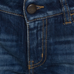 Pre Owned Just Cavalli Indigo Faded Effect Distressed Denim Mini Shorts S