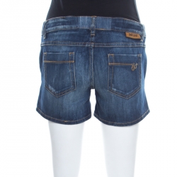 Pre Owned Just Cavalli Indigo Faded Effect Distressed Denim Mini Shorts S