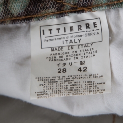 Pre Owned Just Cavalli Mint and Brown Distressed Lace Overlay Printed Denim Flared Jeans M