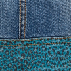 Pre Owned Just Cavalli Indigo Light Wash Denim Leopard Print Trim Mini Skirt M