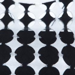 Pre Owned Just Cavalli Monochrome Cutout Knit Crew Neck Long Sleeve Crop Top S