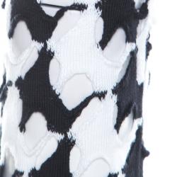 Pre Owned Just Cavalli Monochrome Cutout Knit Crew Neck Long Sleeve Crop Top S